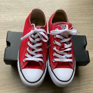Beautiful red Converse shoes.